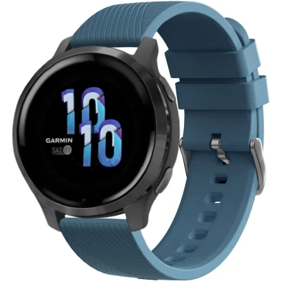 Afbeelding van iMoshion Siliconen 22 mm bandje Geschikt voor Garmin Venu 2 / Fenix 7 Pro 7s 6 Vivoactive 4 Polar Grit X Vantage M2 V2 Blauw
