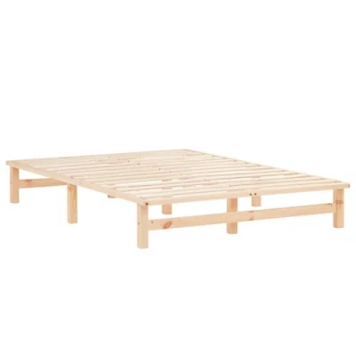 Afbeelding van HOMESTYLE4U 1909 Houten bed palletbed, 140 x 200 cm; bedframe met lattenbodem, naturel, massief grenen