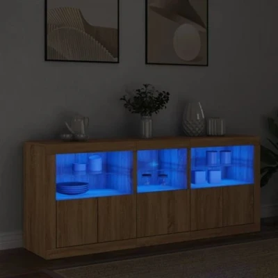 Image de vidaXL Buffet avec lumières LED chêne sonoma 162x37x67 cm3208997