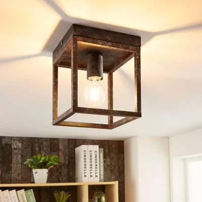 Afbeelding van Lindby plafondlamp 1licht metaal H: 20.5 cm E27 antiek roest
