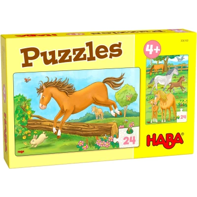 Afbeelding van Haba Legpuzzel Puzzels Paarden Junior Karton 2 X 24 Stukjes