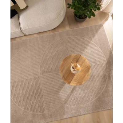 Afbeelding van Scandinavisch Vloerkleed Contour Circle Beige 300x400 Cm