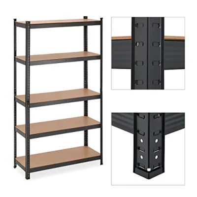 Afbeelding van Relaxdays stellingkast staal 180 cm 5 planken zwart opbergrek garage voorraadkast