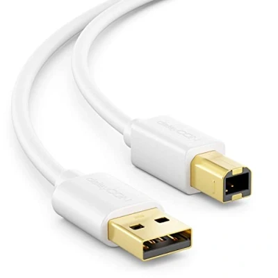 Afbeelding van deleyCON 1 m datakabel printerkabel scannerkabel USB A stekker naar B printer scanner wit