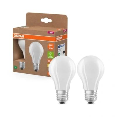 Image de OSRAM LED Superstar Classic A 60 en forme d&#039;ampouclassique verre dépoli, 3,8 W, 806 lm,E27, lumière blanc chaud de 2700 K, EEK A, diamètre mm. Paquet 2