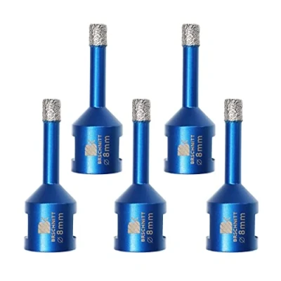 Afbeelding van BRSCHNITT Diamanttegelboor, 8 mm, 5 stuks, vacuümgesoldeerd en boorkroon met schroefdraad M14 voor droog boren van porselein, tegels, graniet, marmer