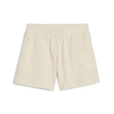 Afbeelding van Puma, Vrouwen, Sportbroek, ESS ELEVATED Gestructureerde short met hoge taille 5&quot; (M), Wit, M