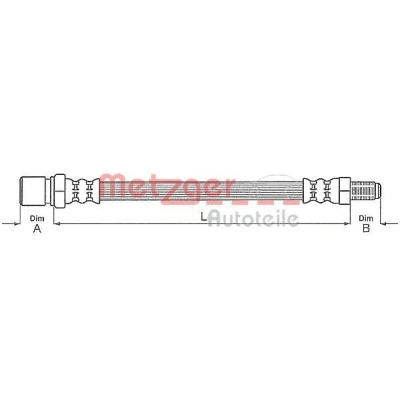 Afbeelding van METZGER 4114781 Remslang 376 M10 x 1 FIAT: Punto I Hatchback