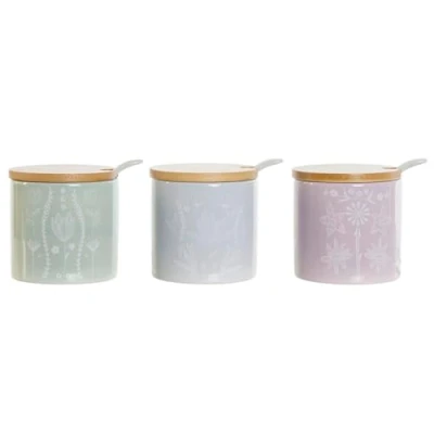 Afbeelding van Suikerpot DKD Home Decor Blauw Groen Lila Bamboe Dolomite 7,5 x cm (3 Stuks)