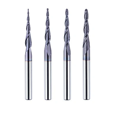 Afbeelding van SpeTool 4 stuks conische frees bovenfrees mm radius 0,25 1,0 CNC van wolfraamcarbide met TiAIN coating voor graveren en snijden in 2D 3D houtbewerking
