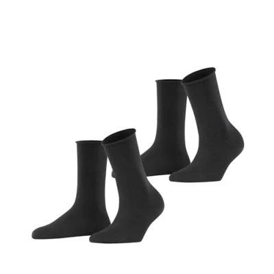 Image de ESPRIT Basic Pure 2 Pack W SO coton unies lot de paires, Chaussettes Femme, Noir (Black 3000), 39 42