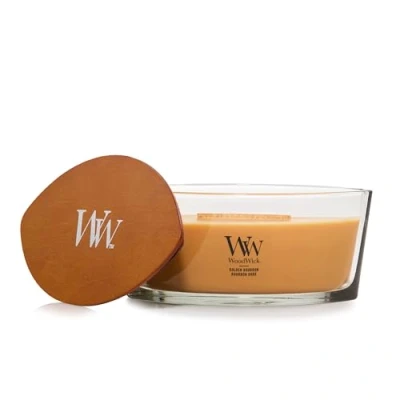 Afbeelding van WoodWick Hearthwick Flame Ellipse Geurkaars Golden Bourbon 50 branduren