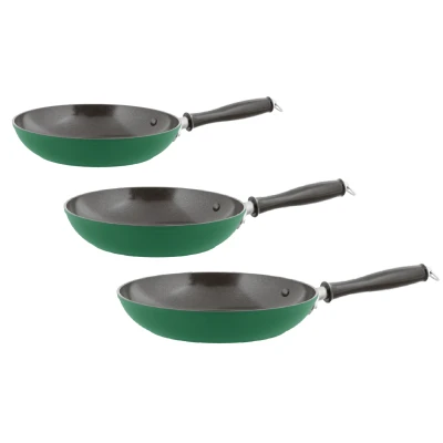 Afbeelding van Sambonet Koekenpannenset Vintage ø 20 / 24 &amp; 28 cm Groen Ook inductie geschikt Voor alle warmtebronnen