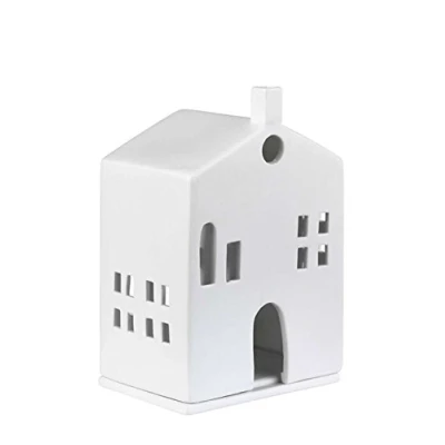 Afbeelding van Räder Lichtgevend huis 15 cm ronde deur porselein wit