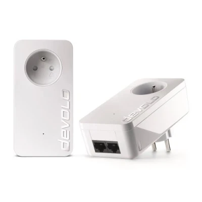 Afbeelding van devolo dLAN 550 Duo+ Starter Kit: 2 x CPL adapter, netwerkstekker (550 Mbit/s, Fast Ethernet poorten), ideaal voor gaming, streaming, Franse stekker