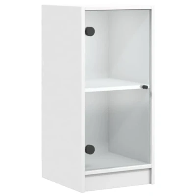 Image de vidaXL Armoire latérale avec portes en verre blanc 35x37x75,5 cm836399