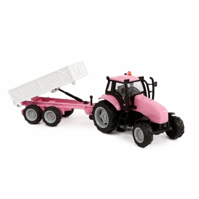 Afbeelding van Kids Globe Die cast Tactor met Aanhanger Roze