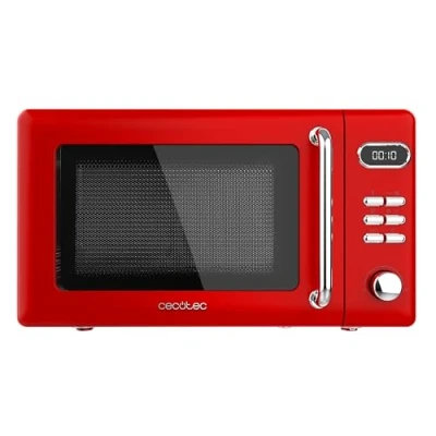 Image de Cecotec Micro ondes Numérique avec Gril de 20 L ProClean 5110 Retro Red. 700 W Puissance et 5 Niveaux Puissance, Minuterie, Avertissement Fin Cuisson, 8 Modes, Design Vintage