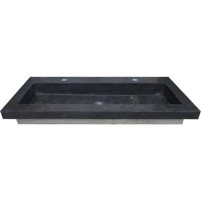 Afbeelding van Wiesbaden Raw wastafel enkel met 2 kraangaten 120x46x5 cm hardsteen gezoet
