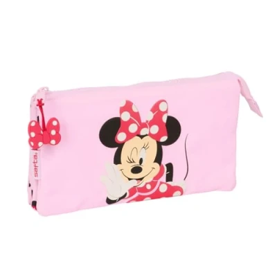 Afbeelding van Pennenetui met 3 vakken Minnie Mouse Naive Roze 22 x 12 cm