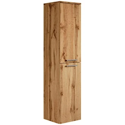 Afbeelding van Badplaats Badkamerkast Saturnus 35 x 130 cm Eiken Hangende Kolomkast met Twee Deuren