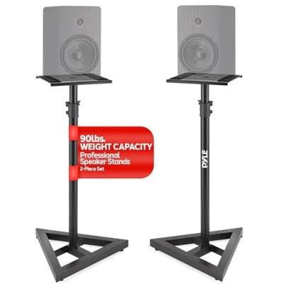 Afbeelding van Pyle Luidspreker Standaard Speaker Stand Houder Luidsprekerhouder Verstelbare Hoogte Zware Driehoekige Basis met Vloerspikes