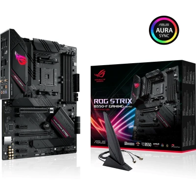 Afbeelding van ASUS ROG STRIX B550 F Gaming (WI FI), AMD ATX Moederbord met PCIe 4.0, 2,5 GB Lan, WiFi 6 (802.11ax), Dual M.2, SATA Gbps, USB 3.2 Gen 2, Aura Sync RGB
