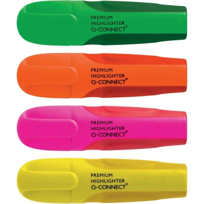 Afbeelding van Q CONNECT Premium markeerstift, geassorteerde kleuren, pak van 4 stuks markeerstift