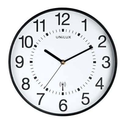 Afbeelding van Unilux Wandklok Wave, Radiogestuurd, Diameter 30 Cm, Zwart/wit Radiogestuurd Horloge