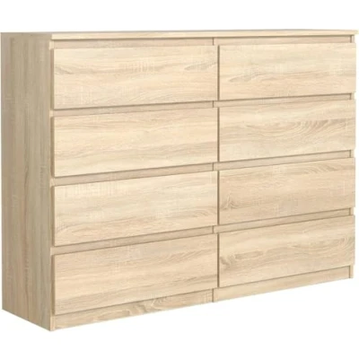 Afbeelding van meble masztalerz ladekast met 8 laden, mat Canyon eik, 120 x 101,5 39 cm, opbergkast, commode voor slaapkamer, klassieke woonkamerkast