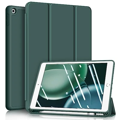 Afbeelding van FINTIE beschermhoes compatibel met iPad 9e 2021 / 8e 2020 7. 2019 10,2 inch [Pencil opslag] Slanke achterkant van TPU, automatische slaap/wake, nachtgroen