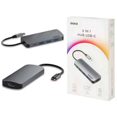 Afbeelding van USB C Hub 5in1 Dockingstation 100W HDMI 4K 60Hz 3xUSB DEKO Lite