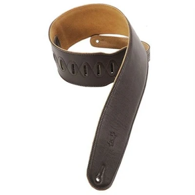 Image de Levys Leathers M4GF DBR sangle de guitare en cuir rembourrée, marron