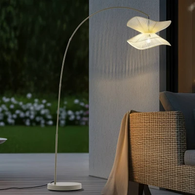 Afbeelding van Lindby buiten vloerlamp Valdorin, beige, katoen, Ø 50 cm