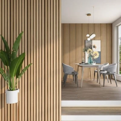 Afbeelding van Wandpanelen Borger 3D set van 10 licht eikenkleurig 195x30 cm NEU.HOLZ