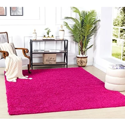 Afbeelding van SURYA Vloerkleed Woonkamer, Slaapkamer Zacht Hoogpolig Shaggy Tapijt LILLY Roze 160x220 cm