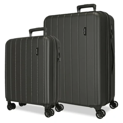 Afbeelding van MOVOM Houten bagage, Antraciet, Set van 2 koffers