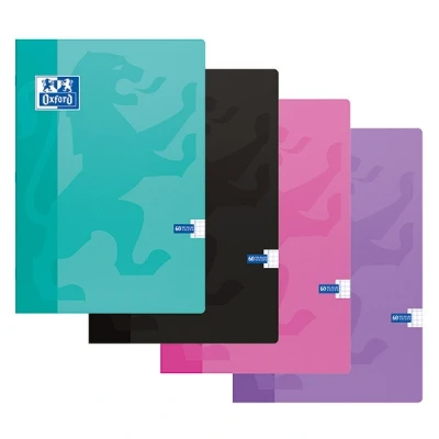 Image de OXFORD School cahier A4 quadrillé 5mm 60 fls couverture en carton souple assortis