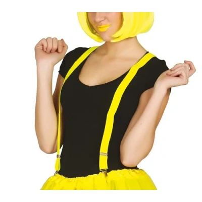 Afbeelding van Fiestas Guirca Carnaval verkleed bretels neon geel volwassenen accessoires