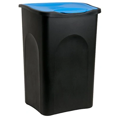 Afbeelding van Afvalemmer 50 liter zwart/blauw