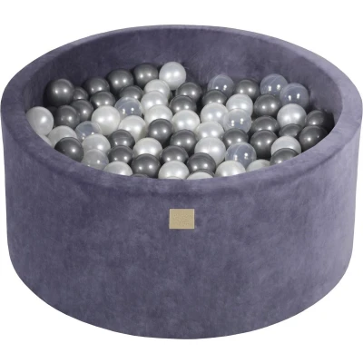 Afbeelding van Ballenbak inclusief 300 ballen Grijs/Blauw Ballenbakje.nl Zilver Parel Wit Transparant