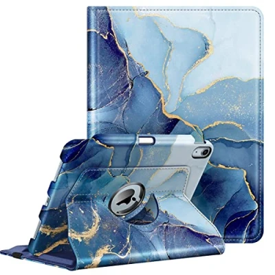 Afbeelding van Fintie Hoes voor iPad Air 4.Generatie 2020 10.9&quot; met Pen houder 360 Graden Verstelbare Case Cover Standfunctie, Auto Wekken/Slapen, (Z Marmer Blauw)