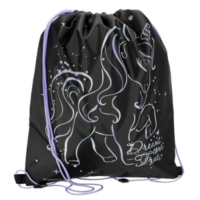 Afbeelding van Eenhoorn Holo Zwarte Schoenentas, School Schoudertas 39x33 cm STARPAK