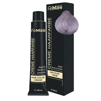 Image de FemMas Coloration pour cheveux 100 ml Enrichie à l’huile d&#039;argan, la kératine et aux céramides Idéale une teinte professionnelle permanente Blond clair lavande 9.21