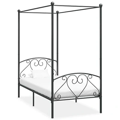 Afbeelding van Hemelbedframe metaal grijs 90x200 cm