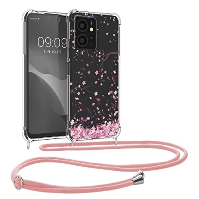 Afbeelding van kwmobile telefoonhoesje geschikt voor Xiaomi Redmi Note 12 (4G) Hoesje met telefoonkoord Back cover smartphone Case in poederroze / donkerbruin transparant