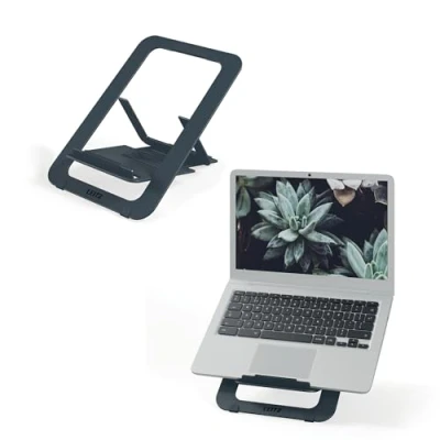 Afbeelding van Leitz Ergo Aluminium Ultraplatte Verstelbare Laptopstandaard Donkergrijs