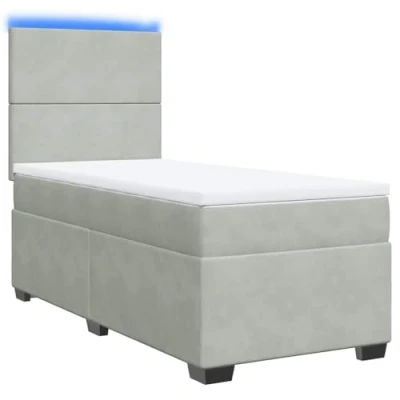 Afbeelding van vidaXL Boxspring met matras fluweel lichtgrijs 80x200 cm