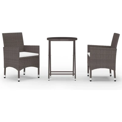 Afbeelding van vidaXL 3 delige Bistroset poly rattan en gehard glas bruin