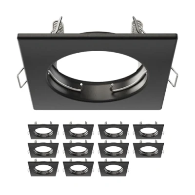 Afbeelding van ledscom.de 12 stuks plafondinbouwframe RIR, vierkant, mat zwart